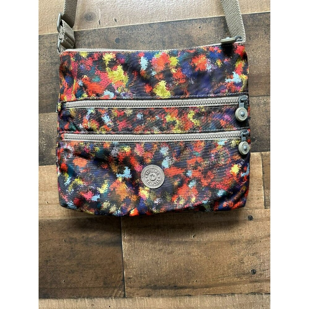 Kipling Multi Pocket Splatter Paint Crossbody Purse